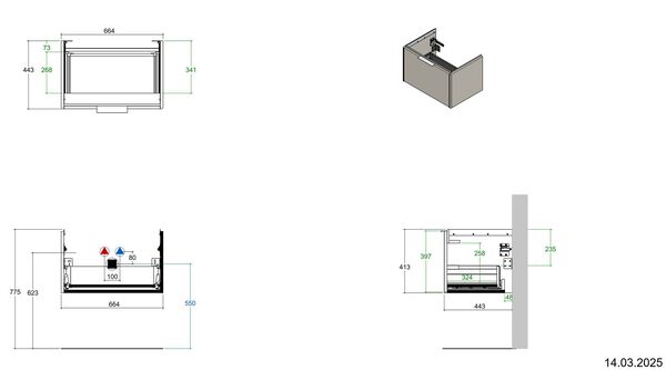 Meuble sous-lavabo Alterna pro S Light grey image number 3
