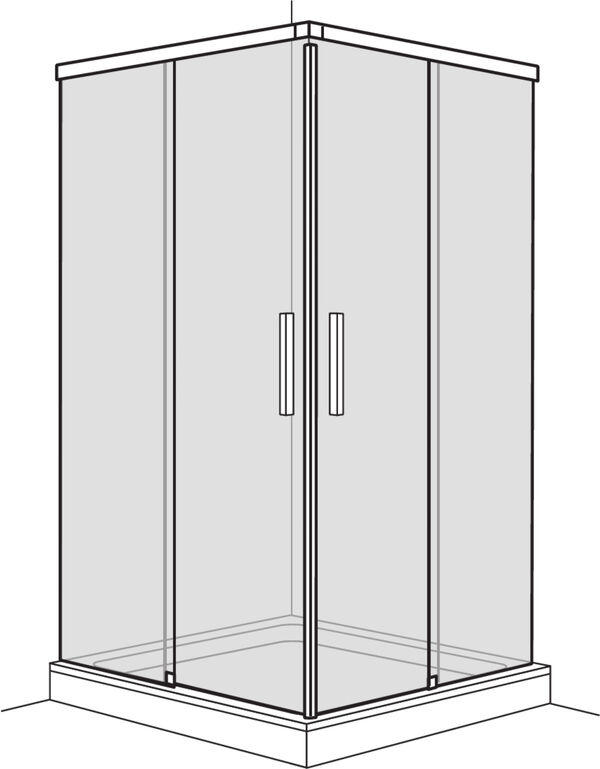 Cabina diagonale Alterna liva, larghezza fino a 150 cm, senza profilo murale, 2 pezzi, altezza fin image number 0