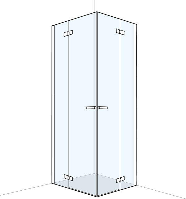 Cabina diagonale Koralle S600 Plus, larghezza 97,5 - 99 cm, con ante a battente ed elementi fissi, image number 0