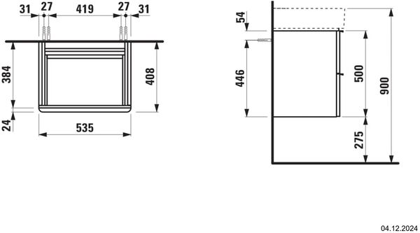 Meuble sous-lavabo Laufen Space noyer clair image number 1