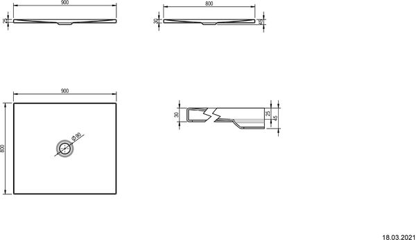 Receveur de douche Schmidlin Floor Blanc Cleaneffekt Fond antid&eacute;rapant Antigliss Pro image number 1