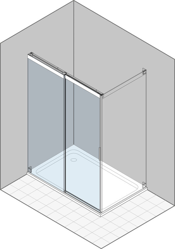 Gleittüre Duka Acqua 5000 new verchromt/alu hochglanz Echtglas klar mit Siebdruck weiss oben image number 0