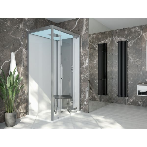 Dampfdusche Hoesch Sense Perience weiss Echtglas klar EverClean image number 1
