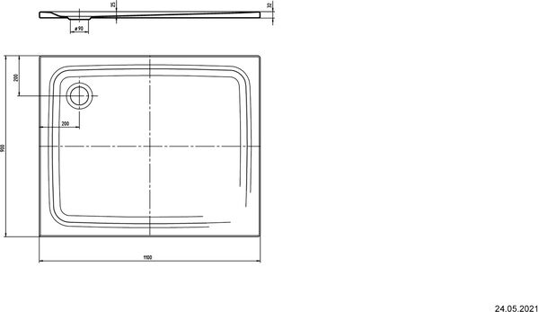 Duschwanne Kaldewei Superplan Classic 90 x 110 cm Weiss matt image number 1