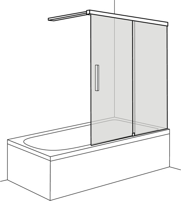 Porta scorrevole Alterna liva con traversa, 2 parti altezza fino a 160 cm, su vasca da bagno image number 0