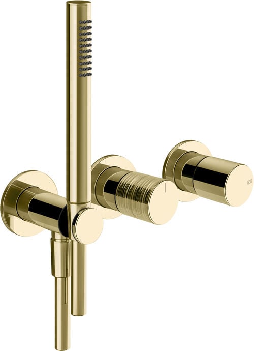 Miscelatore a parete-set di montaggio finale Gessi Habito ottone PVD trame