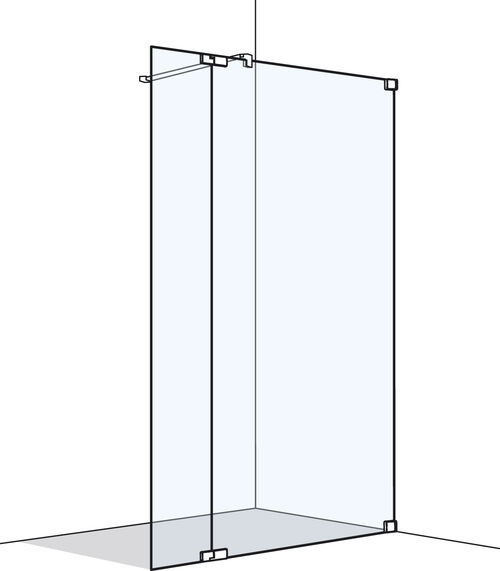 Freistehende Seitenwand Koralle S808 Verchromt Echtglas klar