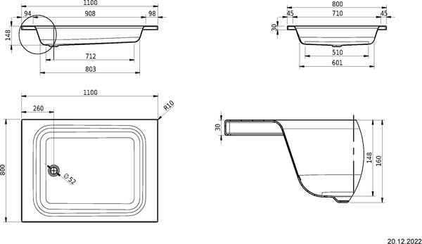 Receveur de douche Schmidlin Pergamon Cleaneffekt fond antidérapant Antigliss Pro image number 1