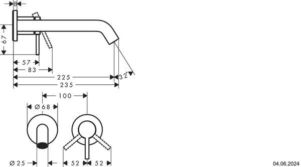 Wandmischer-Endmontageset Hansgrohe Tecturis S schwarz matt image number 1