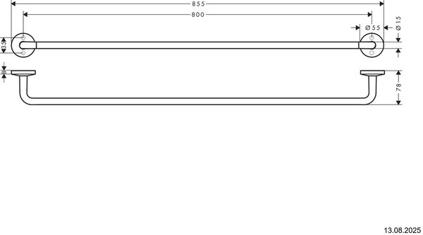 Barre &agrave; linge de bain Axor Universal Circular Couleur acier inoxydable image number 1