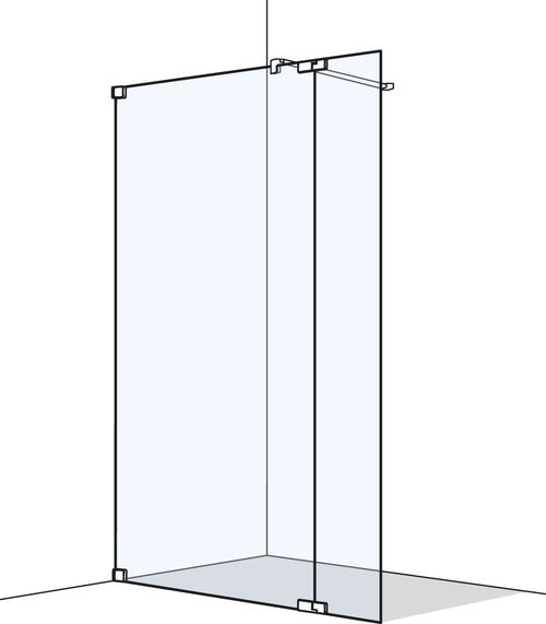 Paroi laterale en pose libre Koralle S808 couleur acier inoxydable Verre clair
