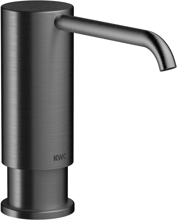Distributore di sapone KWC Modern bent, s 82 mm, riempibile dall'alto, Portasapone da 300 ml, foro image number 0