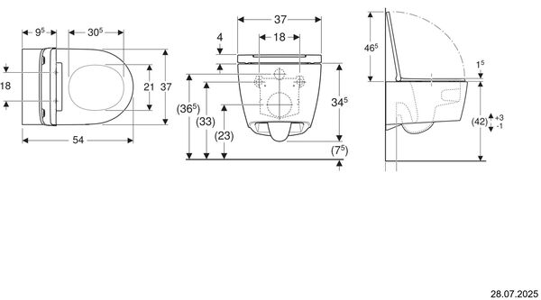 Cuvette murale Geberit One rimless Blanc Cleaneffekt image number 1