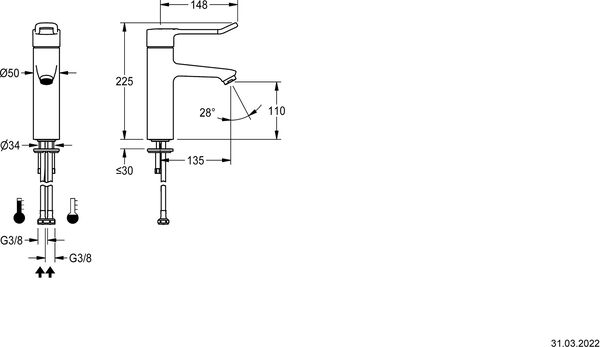 Einlochmischer KWC F4LT1002 verchromt image number 1