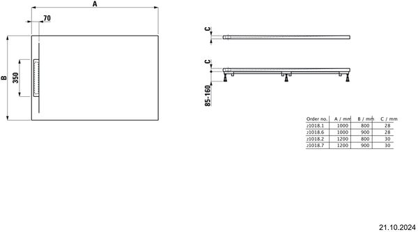 Receveur de douche Laufen Pro S Extra-plat 120 x 80 cm Gris b&eacute;ton mat image number 1