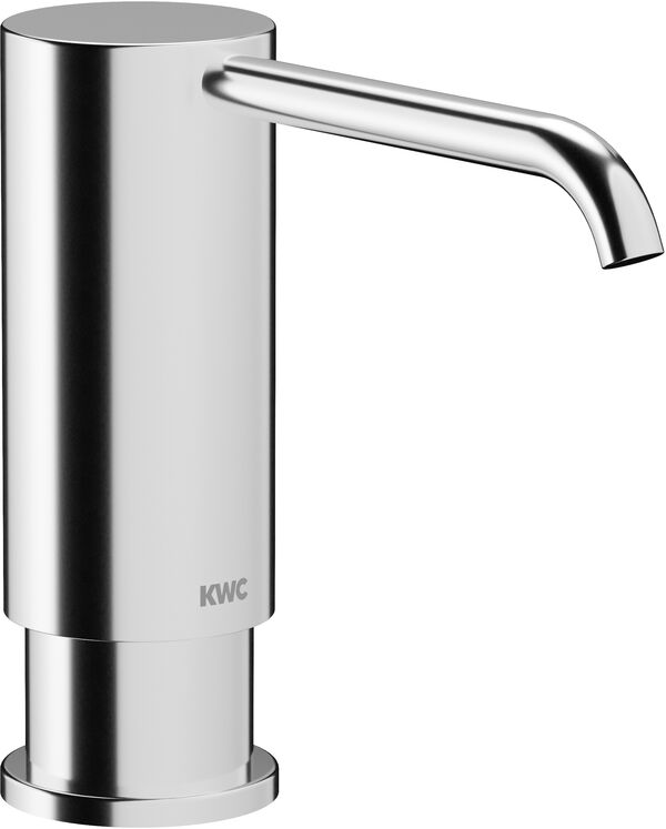 Distributore di sapone KWC Modern bent, s 82 mm, riempibile dall'alto, Portasapone da 300 ml, foro image number 0