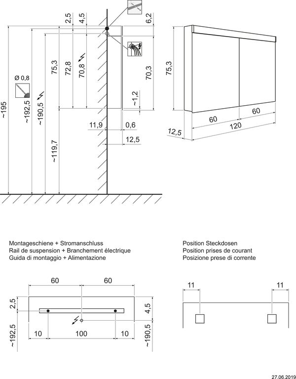 Armoire de toilette Keller Puro LED couleur d'argent image number 1