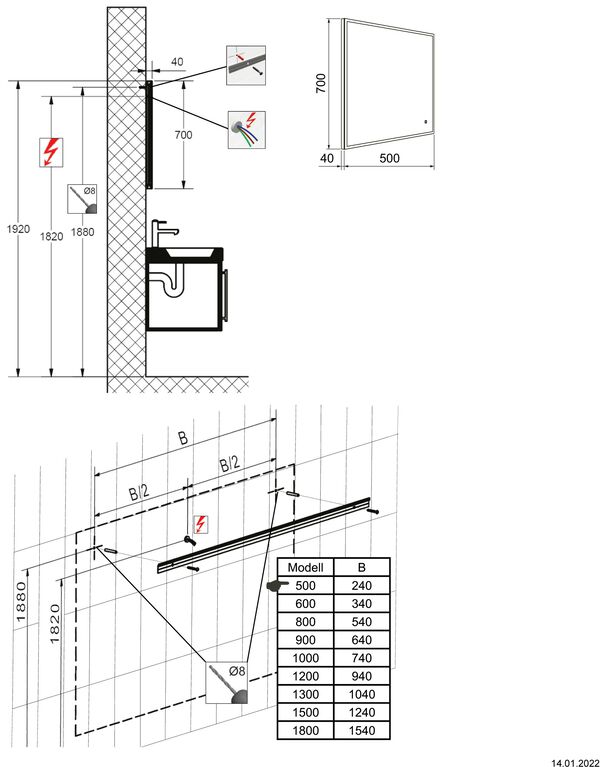 Miroir lumineux Alterna quattro luci LED image number 1