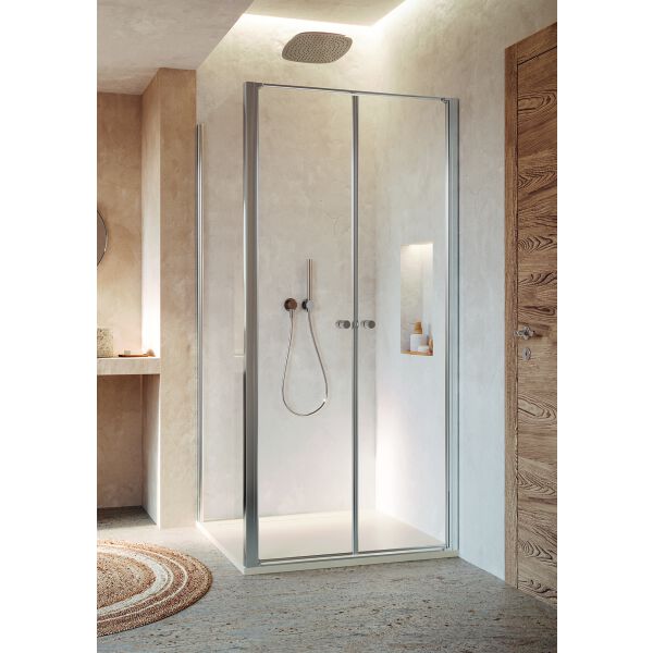 Porta a battente Duka Multi-S 4000 new argento lucidissimo Vetro trasparente ProCare image number 1