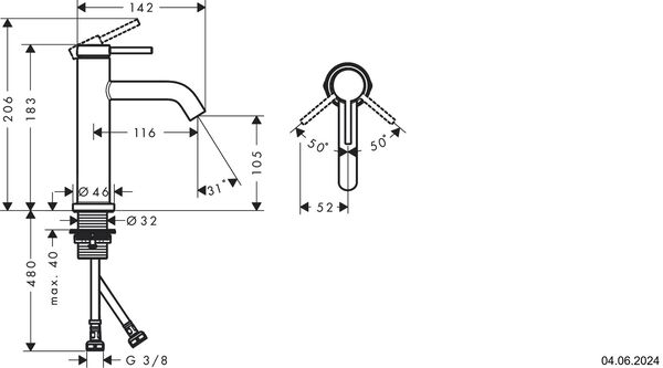 M&eacute;langeur Monobloc Hansgrohe Tecturis S Chrom&eacute; image number 1