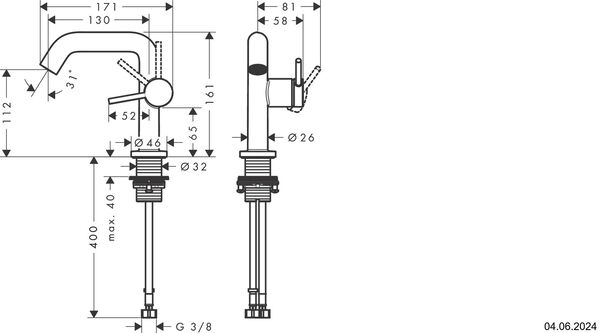 Einlochmischer Hansgrohe Tecturis S Weiss matt image number 1