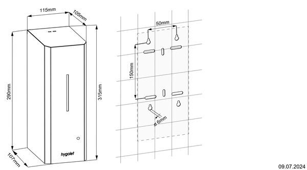 Distributeur de savon Hygolet Vario Edge Noir Peint par poudrage image number 1