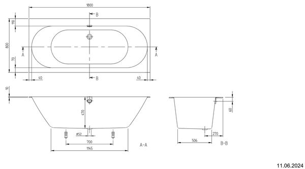 Baignoire Villeroy & Boch Oberon 2.0 blanc mat image number 1