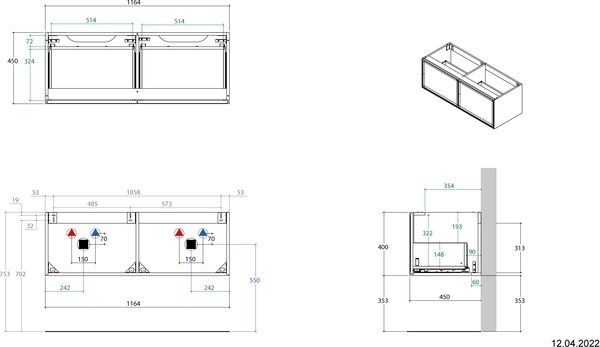 Meuble sous-lavabo Alterna elena plus Blanc image number 1