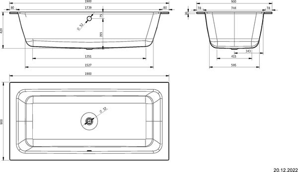 Badewanne Schmidlin Contura Duo weiss Cleaneffekt image number 1