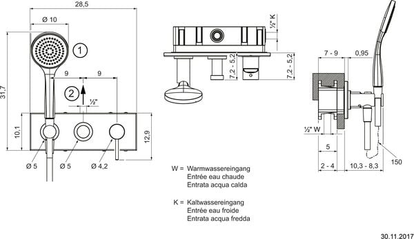 Bade- und Duschenmischer Endmontageset Emporio Via Tortona Verchromt image number 1