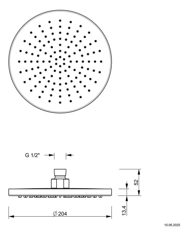Pomme de douche Fantini &frac12;" Chrom&eacute; image number 1