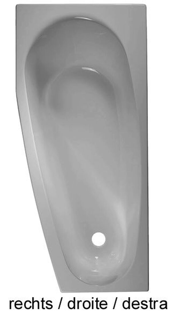 Vasca da bagno Duscholux Piccolo, 160 x 75 cm, scarico a destra, mod. 163, in materia sintetica image number 0