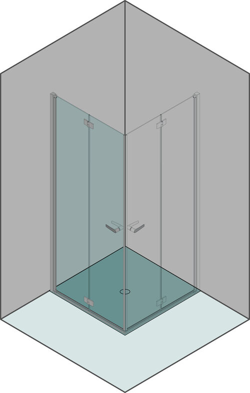 Porta a battente pieghevole Duka Multi-S 4000 new, montaggio al suolo Argento eloxato Vetro trasparente