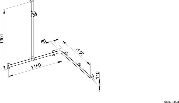 Barre de douche avec barre d'appui Keuco Collection Axess Noir mat Curseur de douche noir mat image number 1