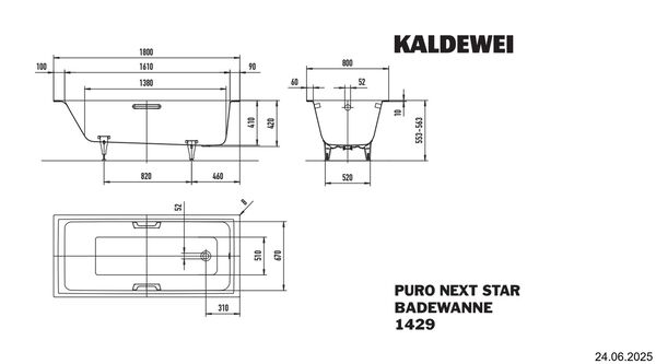 Baignoire Kaldewei Puro Next Star Blanc image number 1