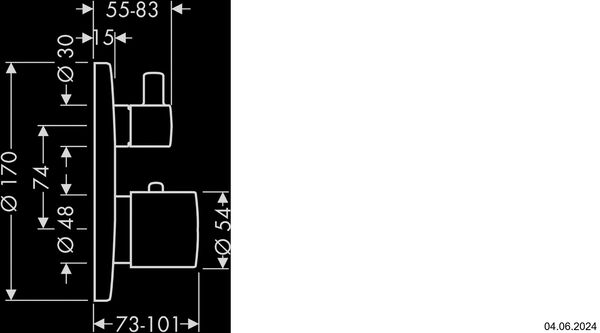 Thermostatmischer-Endmontageset Axor Uno 2 polished black chrom image number 1