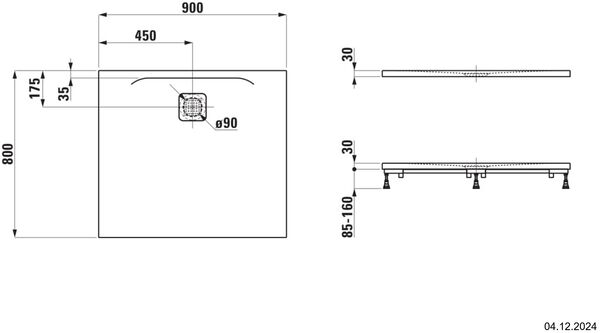 Duschenwanne Laufen Pro Superflach anthrazit matt image number 1