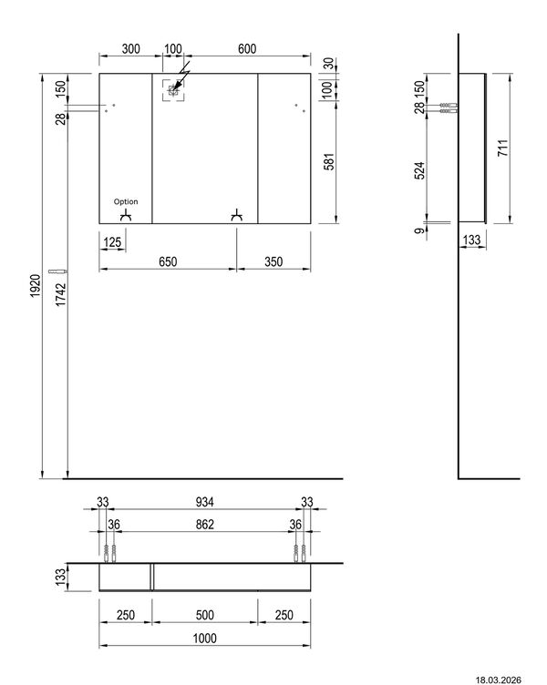 Spiegelschrank Alterna luuna LED plus Sandbeige Lichtfarbe stufenlos verstellbar 2700-6500 K image number 1