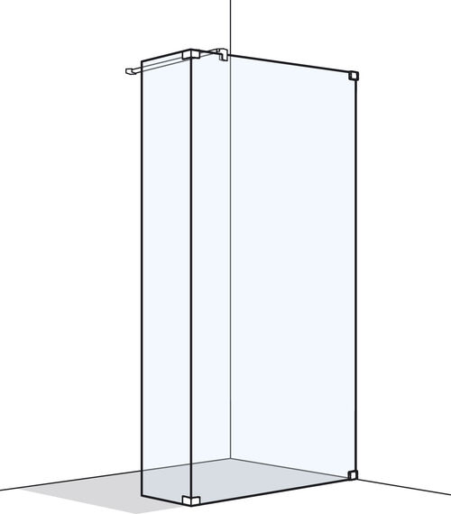 Paroi laterale en pose libre Koralle S808 Couleur acier inoxydable Verre clair Plus