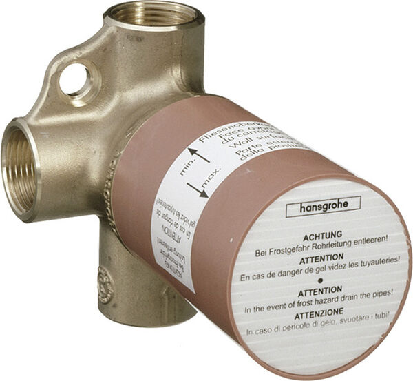 Corpo ad incasso Hansgrohe inversore e rubinetto d'arresto Trio, 1 entrata ¾" 2 uscite 3/4", profondità image number 0
