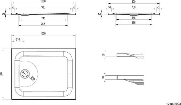 Duschwanne Schmidlin Zargen 100 x 80 cm Weiss Gleitschutz Antigliss Pro image number 1