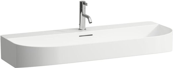 Lavabo d&rsquo;appoggio Laufen Sonar, senza foro per rubinetteria, con troppopieno, 100 x 42 cm, altezza image number 0