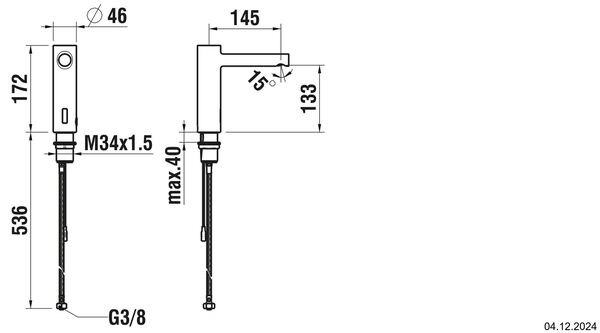 Waschtischsteuerung Laufen Twintronic Titanschwarz&nbsp;matt PVD image number 1