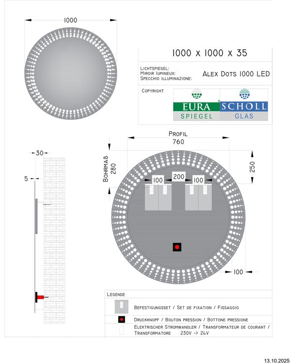 Miroir lumineux Euraspiegel Alex LED Couleur de lumi&egrave;re blanc neutre 4000 K image number 1