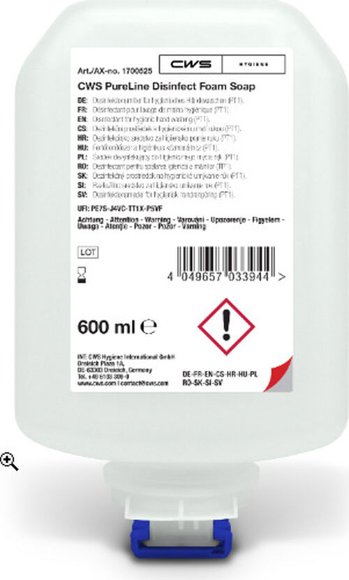 Lavage &agrave; la main CWS PureLine Disinfect Foam, 600 ml