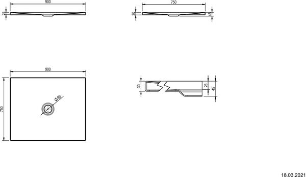 Receveur de douche Schmidlin Floor Blanc mat Fond antid&eacute;rapant Antigliss Pro image number 1