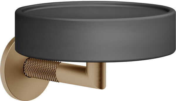 Portasapone Gessi Anello, bacinella in vetro nero opaco, modello a parete, rosetta rotonda image number 0