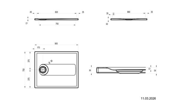 Receveur de douche Schmidlin Swiss Line Blanc mat Standard image number 1
