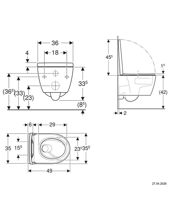 Cuvette murale Geberit iCon rimless Blanc image number 1