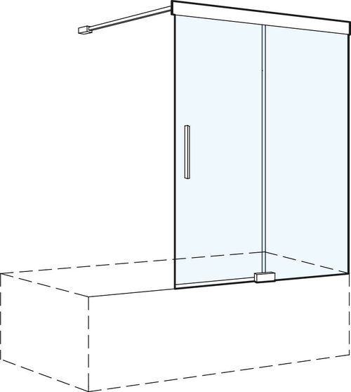Gleittüre Koralle S606 Plus schwarz Echtglas klar Duschguard